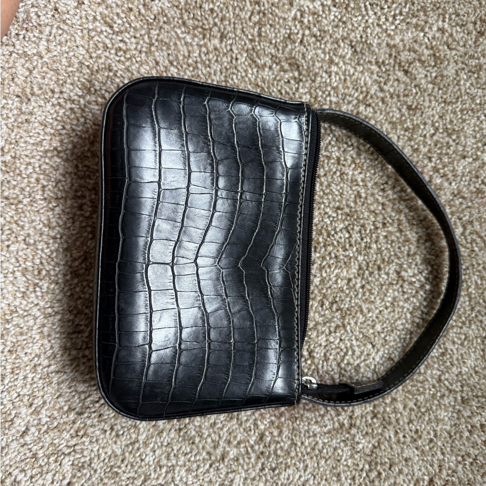 Black Croc-Embossed Handbag